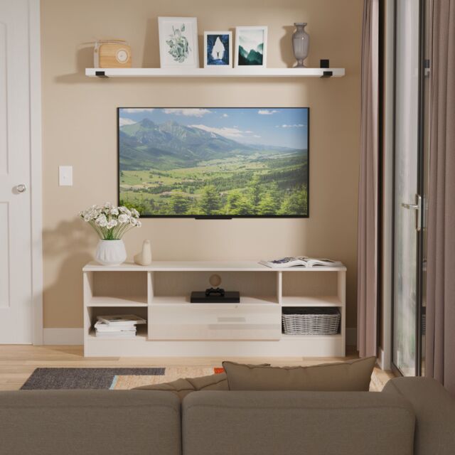 Ready Assembled 2 U Lucca Wide 1 Drawer TV & Media Unit (Ready Assembled) in Taupe - image 1