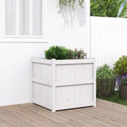 Berkfield Home Garden Planter White 70x70x70 cm Solid Wood Pine - Size: 70 x 70 x 70 cm