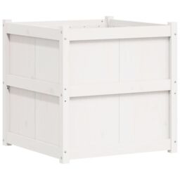 Berkfield Home Garden Planter White 70x70x70 cm Solid Wood Pine - Size: 70 x 70 x 70 cm - thumbnail 2