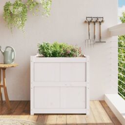 Berkfield Home Garden Planter White 70x70x70 cm Solid Wood Pine - Size: 70 x 70 x 70 cm - thumbnail 3