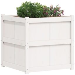 Berkfield Home Garden Planter White 70x70x70 cm Solid Wood Pine - Size: 70 x 70 x 70 cm - thumbnail 4