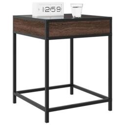 Berkfield Home Decorative Bedside Table with Infinity LED Brown Oak 40x40x51 cm - Size: 40 x 40 x 51 cm - thumbnail 5