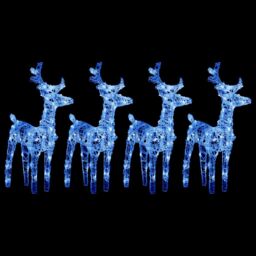 Berkfield Home Christmas Reindeers 4 pcs Blue 160 LEDs Acrylic