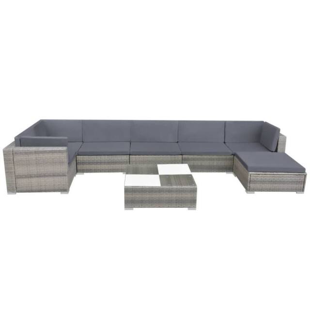 Berkfield Home 8 Piece Garden Lounge Set with Cushions Poly Rattan Grey - image 1