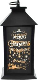Shatchi Christmas Lantern Plastic Black Indoor Xmas Nativity Theme Decorations Battery Operated - thumbnail 2