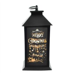 Shatchi Christmas Lantern Plastic Black Indoor Xmas Nativity Theme Decorations Battery Operated - thumbnail 1