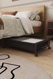 Living and Home Under Bed Steel Storage Organizer Basket Clothes Box with Wheels in Black - thumbnail 4