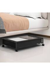 Living and Home Under Bed Steel Storage Organizer Basket Clothes Box with Wheels in Black - thumbnail 2