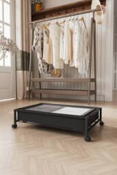 Living and Home Under Bed Steel Storage Organizer Basket Clothes Box with Wheels in Black - thumbnail 3