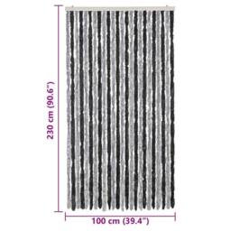 Berkfield Home Soft Fly Curtain Grey & Black 100x230 cm Chenille - thumbnail 7