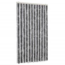 Berkfield Home Soft Fly Curtain Grey & Black 100x230 cm Chenille - thumbnail 3