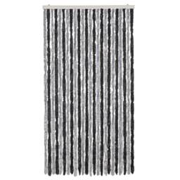 Berkfield Home Soft Fly Curtain Grey & Black 100x230 cm Chenille - thumbnail 1
