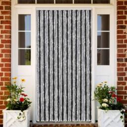 Berkfield Home Soft Fly Curtain Grey & Black 100x230 cm Chenille - thumbnail 2