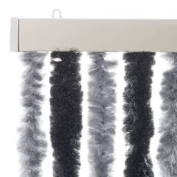 Berkfield Home Soft Fly Curtain Grey & Black 100x230 cm Chenille - thumbnail 4