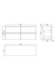 Balterley Mavesyn 4 Drawer Wall Hung Vanity Unit, Satin Green, 1200mm in Green - thumbnail 2