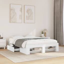 Berkfield Home Durable Bed Frame without Mattress White 140x190 cm Engineered Wood - thumbnail 2