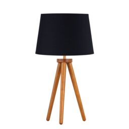First Choice Lighting Set of 2 Dark Oak Table Lamp or Bedside Lights with Black Shades in Brown - thumbnail 2