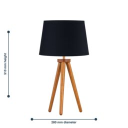 First Choice Lighting Set of 2 Dark Oak Table Lamp or Bedside Lights with Black Shades in Brown - thumbnail 6