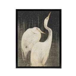 "Artery8 Two Egrets in the Snow Framed Canvas Wall Art Print van Hoytema in Grey - Size: W12"" x H16""" - thumbnail 1