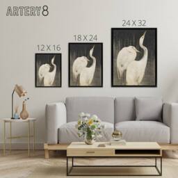 "Artery8 Two Egrets in the Snow Framed Canvas Wall Art Print van Hoytema in Grey - Size: W12"" x H16""" - thumbnail 4