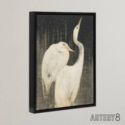 "Artery8 Two Egrets in the Snow Framed Canvas Wall Art Print van Hoytema in Grey - Size: W12"" x H16""" - thumbnail 2