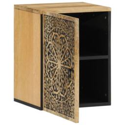 Berkfield Home Bathroom Wall Cabinet 38x33x48 cm Solid Wood Mango in Brown - Size: 38 x 33 x 48 cm - thumbnail 2
