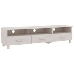 Berkfield Home TV Cabinet HAMAR White 158x40x40 cm Solid Wood Pine - Size: 158 x 40 x 40 cm - thumbnail 3
