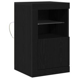 Berkfield Home Sideboard with LED Lights Black Oak 41x37x67 cm - Size: 41 x 37 x 67 cm - thumbnail 2