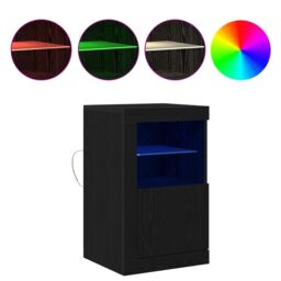Berkfield Home Sideboard with LED Lights Black Oak 41x37x67 cm - Size: 41 x 37 x 67 cm - thumbnail 4