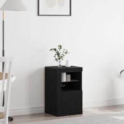 Berkfield Home Sideboard with LED Lights Black Oak 41x37x67 cm - Size: 41 x 37 x 67 cm - thumbnail 1