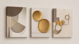 "Mafett 3 Wall Art Set Abstract Balance in Motion Fine Art Framed in Gold - Size: W18"" x H24""" - thumbnail 2