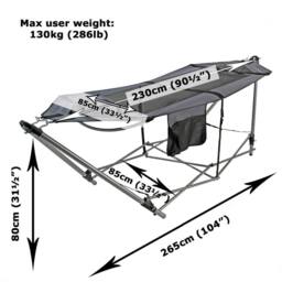 NESTLUNE Hammock with Metal Frame Stand Garden Camping in Grey - Size: 100 cm x 15 cm - thumbnail 2
