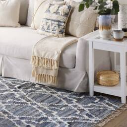 Wyld and Coco Handwoven Cotton-Denim Rug 140 x 200 cm in Blue - Size: 140 cm x 200 cm