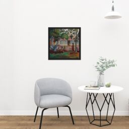 "Artery8 Wall Art Print Gauguin The Large Tree Tahiti Painting Square Framed Picture 16X16 Inch in Black - Size: W16"" x H16""" - thumbnail 2
