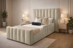PARADISE BEDS LTD Single Wooden Upholstered Kids Bed Frame With Headboard in Cream