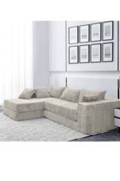 Groundlevel Camden 3 Seater Sectional Velvet Sofa in Natural - thumbnail 2