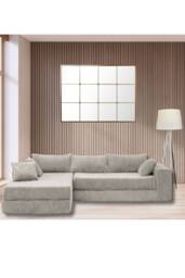 Groundlevel Camden 3 Seater Sectional Velvet Sofa in Natural