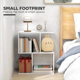 HOMCOM Side Table, Narrow End Table with Storage Shelves in White - thumbnail 4