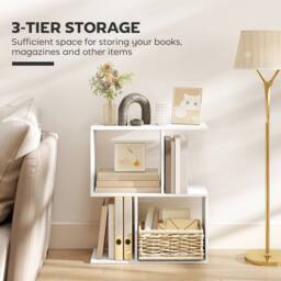 HOMCOM Side Table, Narrow End Table with Storage Shelves in White - thumbnail 5