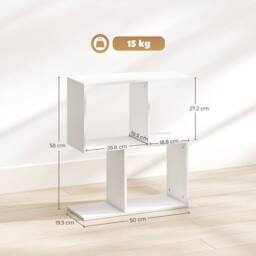 HOMCOM Side Table, Narrow End Table with Storage Shelves in White - thumbnail 3