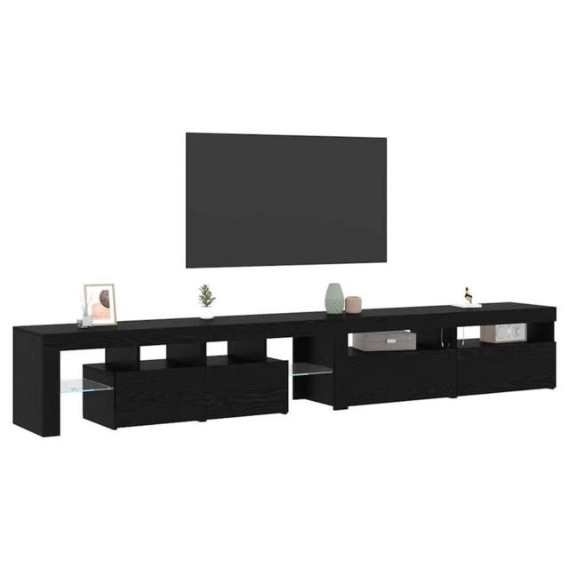 Berkfield Home TV Cabinets 3 pcs with LED Lights Black Oak Engineered Wood - image 1