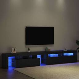 Berkfield Home TV Cabinets 3 pcs with LED Lights Black Oak Engineered Wood - thumbnail 5
