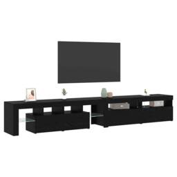 Berkfield Home TV Cabinets 3 pcs with LED Lights Black Oak Engineered Wood - thumbnail 1