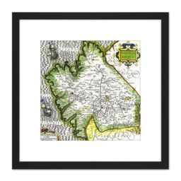 Artery8 Map Antique Mercator 16th Century Galicia Old Replica 8X8 Inch Square Wooden Framed Wall Art Print Picture with Mount in Black - thumbnail 1