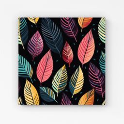 "Warren Reed - Designer Colourful Leaves Pattern Canvas in Pink - Size: W16"" x H16""" - thumbnail 1