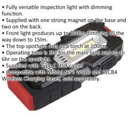 Loops Magnetic Inspection Light - 3W COB & 1W SMD LED - Wireless Recharge - IP68 Rated - thumbnail 2