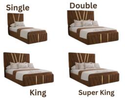 Stratus Interiors Victor Gold Velvet Gas Lift Storage Bed Frame, Single 3ft Brown - thumbnail 2