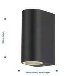 First Choice Lighting Set of 2 Drayton - Black Outdoor Twin Wall Lights - thumbnail 5