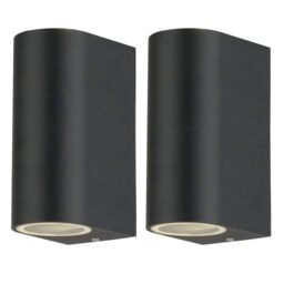 First Choice Lighting Set of 2 Drayton - Black Outdoor Twin Wall Lights - thumbnail 1