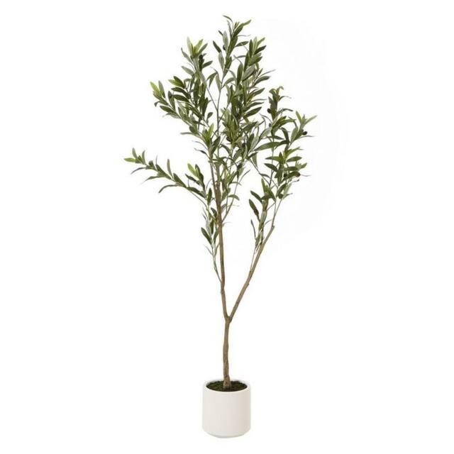 Lemon Pavilion Furniture and Decor Apulia Olive Tree in Pot 150 cm, Plastic, Height 150 cm, Brown/White in Brown